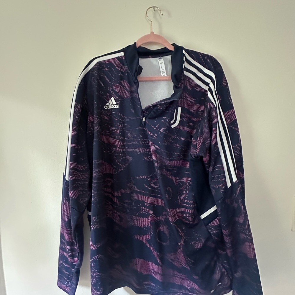 Adidas XXL pink and blue pullover 1/4 zip
